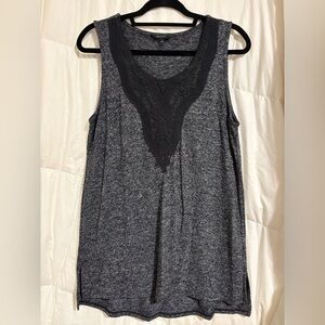 Black lace collared grey tank top